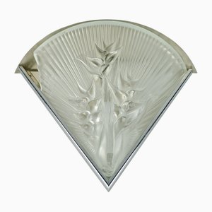 Heliconia Wandlampe, Lalique zugeschrieben, Frankreich, 1980er