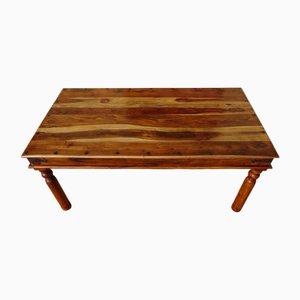 Tavolo da pranzo in legno esotico e ferro battuto, inizio XXI secolo