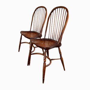 Windsor Wooden Chairs, England, Early 20th Century, Set of 2