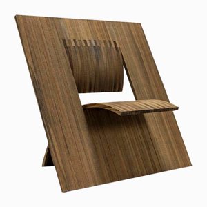 Deconstructivist Angled Square Chair in Wood, the Netherlands, 1980s