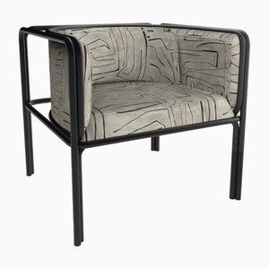 Collector Az1 Armchair Graffito Graphite Fabric and Black Lacquered Metal by Francesco Zonca