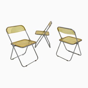 Yellow Plia Folding Chairs by Giancarlo Piretti for Anonima Castelli, 1960s