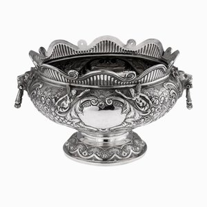 19th Century Victorian Silver Armada Bowl, London, 1890s