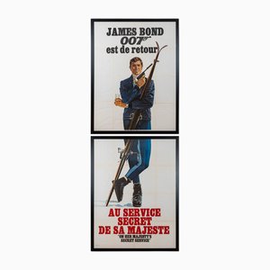 Carteles de James Bond on Her Majestys Secret Service, lanzamiento en francés original, 1969. Juego de 2