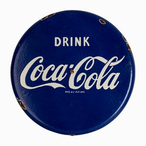 20. Jh. Emailliertes Coca Cola Werbeschild, 1950er