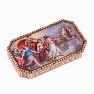 Tabaquera suiza esmaltada y oro de 18 k del siglo XIX de Remond para Gide & Co, década de 1800