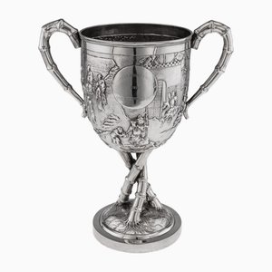 20th Century Chinese Export Silver Trophy Cup on Base from Luen Wo, 1900s