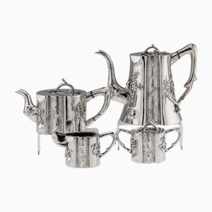 20th Century Chinese Export Silver Four Piece Tea Set, Paosing, 1900s, Set of 4