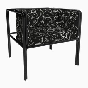 Collector Az1 Armchair Scribble Noir Fabric and Black Lacquered Metal by Francesco Zonca