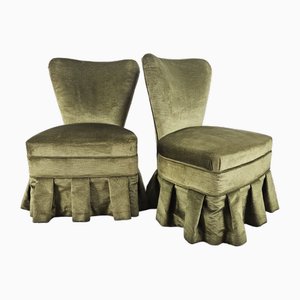 Bedroom Armchairs in Skirted Fabric, 1940, Set of 2