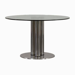 Mid-Century Chrome and Glass Dining Table Model by Marcu Zanuso for Zanotta, Italy, 1970s