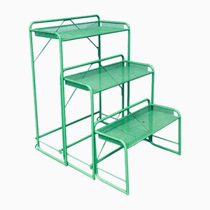 Industrial Green Perforated Metal Plant Stand, 1960s