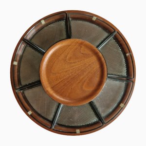 Mid-Century Teak and Glass Serving Plate, Sweden, 1970s