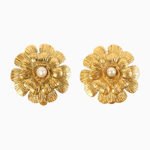 Camellia Motif Pearl Earrings from Chanel, Set of 2