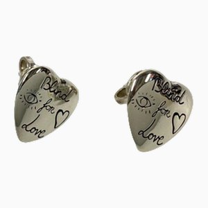 Blind for Love Heart Motif Silver Earrings from Gucci, Set of 2