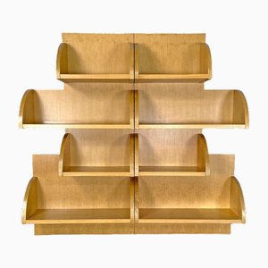 Dutch Modern Wood Wall Bookcase with Rounded Shelves by Derk Jan De Vries, 1980s