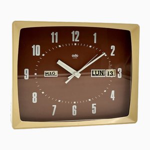 Vintage Clock with Flip Calendar from Odo, France, 1970s