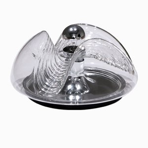 Clear Glass Wave Ceiling Lamp from Peill & Putzler, 1960s