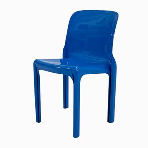 Blauer Selene Stuhl von Vico Magistretti für Artemide, 1970er