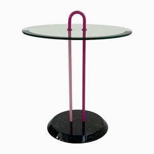 Pink Glass and Marble Side Table by Vico Magistretti for Cattelan, Italy, 1980s