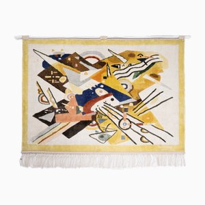 Vintage Yellow Wall Rug in the style of Wassily Kandinsky, 1970s