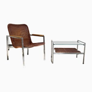 Easy Chair and Side Table by Dirk Van Sliedregt for Gebr. Jonkers, 1950s, Set of 2
