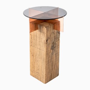 French Copper and Glass Jewel Totem Side Table by Egg Designs