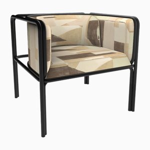 Collector AZ1 Armchair in Silt Fabric and Black Lacquered Metal by Francesco Zonca