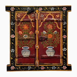 Indian Painted Window Frame with Flowers & Vase