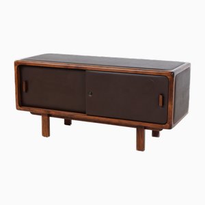 Leather & Wood Sideboard, 1960s