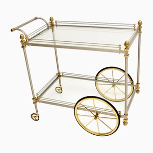 Large Vintage French Drinks Trolley in Steel and Brass, 1970s