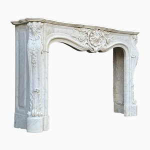 Louis XV Fireplace in White Carrara Marble, 1880s