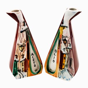 Mid-Century Keramik Essig- & Ölbehälter, 1950er, 2er Set