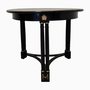 Schwarzer runder französischer Gueridon Tisch im Empire-Stil, 19. Jh., 1870er