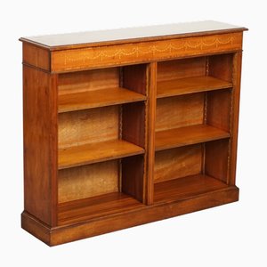 Sheraton Inlaid Yew Wood Double Dwarf Open Bookcase
