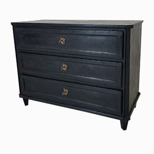Early 19th Century Black Empire Chest of Drawers with 3 Drawers, 1800s