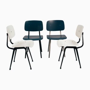 Blue & White Revolt Chairs by Friso Kramer for Ahrend De Cirkel, Set of 4