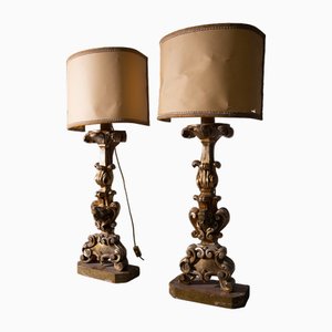 Gilded Wooden Lamps by Pietro Cipriani, 1880s, Set of 2
