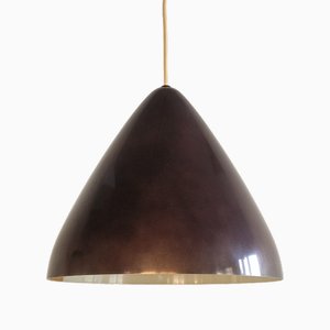 Dark Wine Red Conical Pendant Lamp by Lisa Johansson-Pape for Orno, Finland, 1960s