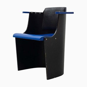 Silla Bauhaus D61 en negro y azul de El Lissitzky para Tecta, años 70