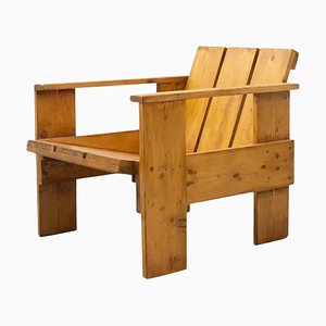 Mid-Century Modern Crate Chair aus Holz von Gerrit Thomas Rietveld, 1950er