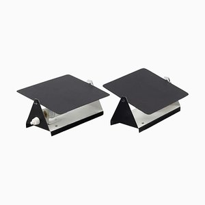 Lampade da parete Mid-Century moderne in metallo nero attribuite a Charlotte Perriand, set di 2