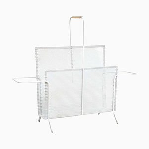 White Lacquered Metal Magazine Holder attributed to Mathieu Matégot, 1950s