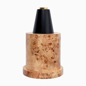 Vaso vintage in legno e vetro di Murano di Ettore Sottsass, 1995