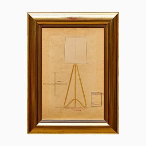 Lampe Plan Technique Originale Encadrée de Metalarte, 1953
