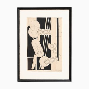 Josef Brauner, Bauhaus Black and White Rationalist Collage, Mixed Media, 1927