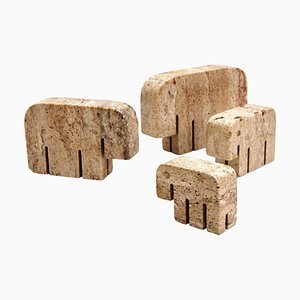 Elephant's Sculpture in Travertine from Fratelli Mannelli, 1970, Set of 4