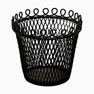 Mid-Century Modern Metal Black Flower Pot by Mathieu Matégot, 1950