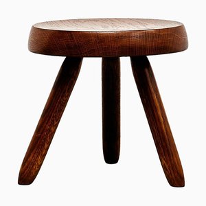 Taburete trípode Mid-Century moderno de madera de Le Corbusier, años 50