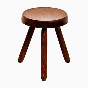 Taburete trípode Mid-Century moderno de madera de Le Corbusier, años 50